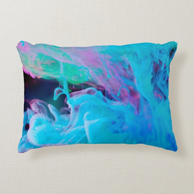 Almofada Decorativa tintas em água abstrata, acrílica, arte, artística (Frente)