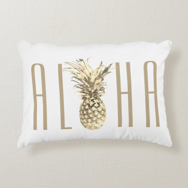Almofada Decorativa Tipografia de Pineapple Aloha (Frente)