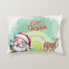 Almofada Decorativa Tipografia Feliz Natal e Luzes & Veados