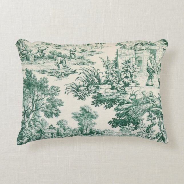 Almofada Decorativa Toile de Jouy verte (Frente)