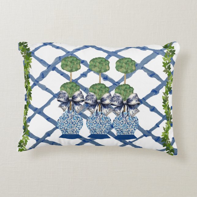 Almofada Decorativa Topiary Chinoiserie Ginger Jar Jars Lumbar (Verso)