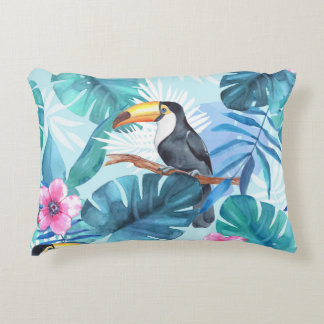 Almofada Decorativa Toucans de aquarela: Tropical Sem costura