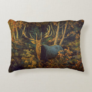 Almofada Decorativa Touro Elk na Floresta do outono