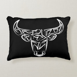 Almofada Decorativa Touro Tribal Negro e Branco / Ox
