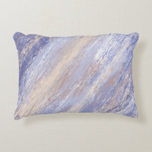 Almofada Decorativa Traços de Tinta Abstrato Azul e bege Mensal