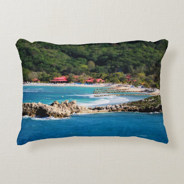Almofada Decorativa Tranquil Island Paradise Labadee Haiti (Frente)