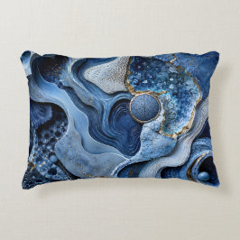 Almofada Decorativa Travesseira Abstrata Blue Gold Geode | Arte de Lux
