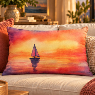 Almofada Decorativa Travesseira de Acabamento Pôr do Sol no Velero