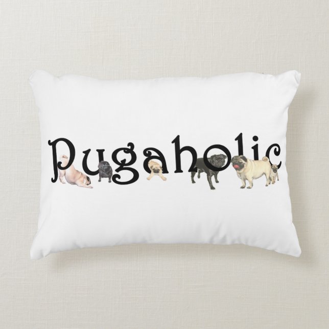 Almofada Decorativa Travesseiro 16" do acento de Pugaholic X12 " (Frente)