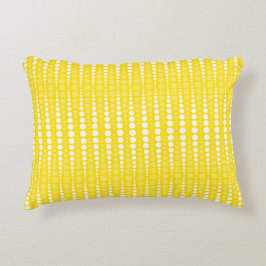 Almofada Decorativa Travesseiro Amarelo e Branco com Bolinhas