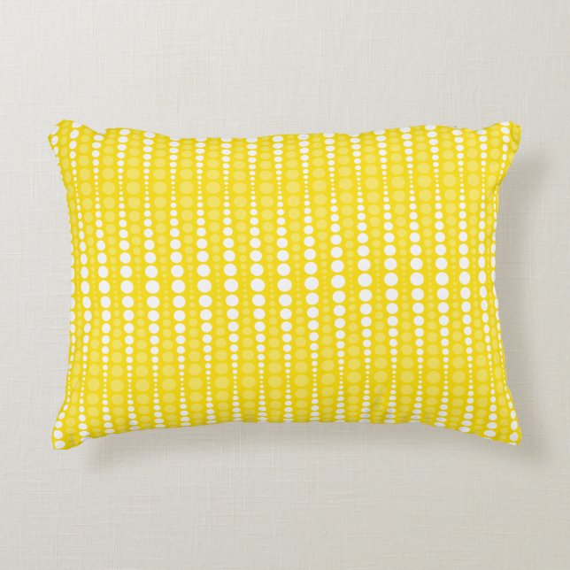 Almofada Decorativa Travesseiro Amarelo e Branco com Bolinhas (Frente)