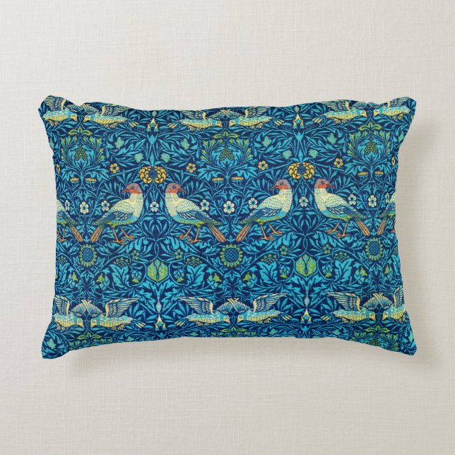 Almofada Decorativa Travesseiro Azul William Morris Art Birds (Frente)