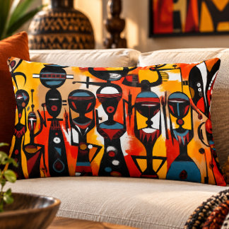 Almofada Decorativa Travesseiro com Acabamento de Arte Africana Gana
