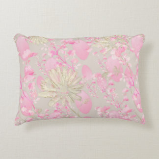 Almofada Decorativa Travesseiro com Acento Dourado e Rosa Floral