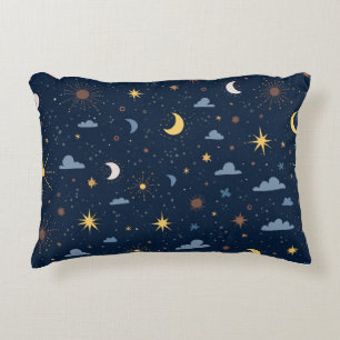Almofada Decorativa Travesseiro com padrão de estrelas e lua