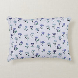 Almofada Decorativa Travesseiro com Padrão Floral Azul Decoração Botân