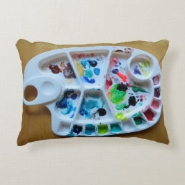 Almofada Decorativa travesseiro da paleta do pintor de um artista aqua