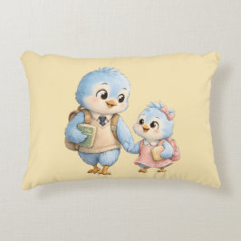Almofada Decorativa Travesseiro de Acabamento com Irmãos Pássaros Azui
