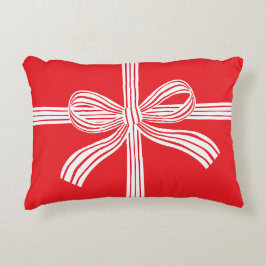 Almofada Decorativa Travesseiro de Acabamento com Laço Listrado Vermel