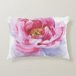 Almofada Decorativa Travesseiro de Acabamento Lombar Peônia Rosa