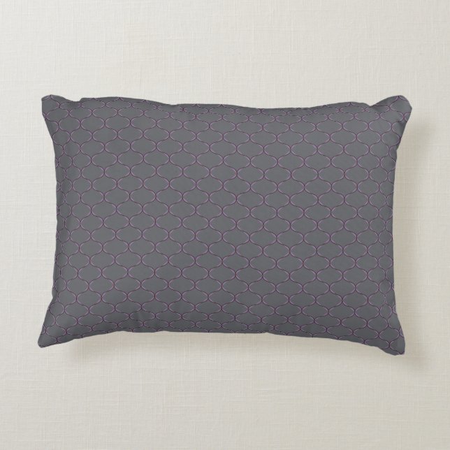 Almofada Decorativa Travesseiro de Acabamento Ogee Roxo e Cinza (Verso)