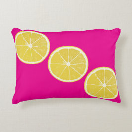 Almofada Decorativa Travesseiro de Acento com Limão Zesty em Rosa
