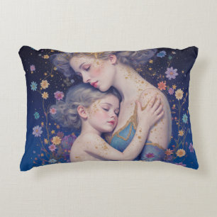 Almofada Decorativa Travesseiro de Acento Artístico de Mãe e Filho