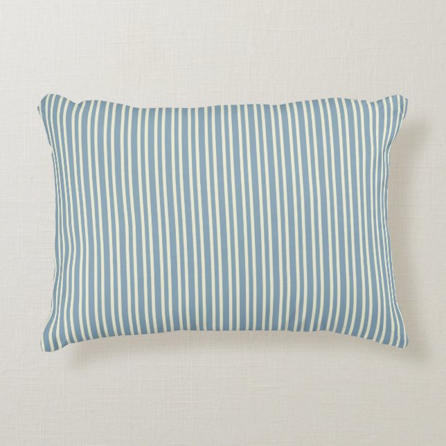 Almofada Decorativa Travesseiro de Acento com Listra Azul Clássica (Frente)