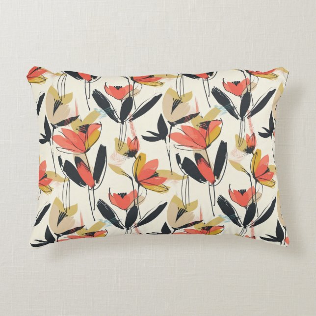 Almofada Decorativa Travesseiro de Acento Floral Abstrato Moderno de P (Frente)