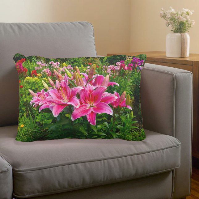 Almofada Decorativa Travesseiro de Acento Lírios Rosa (Accent pillow with pink lilies)