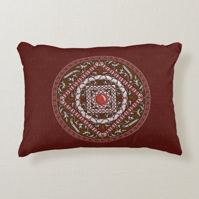 Almofada Decorativa Travesseiro de Acento Mandala de Áries (Frente)