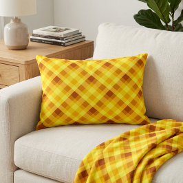 Almofada Decorativa Travesseiro de Acento Xadrez Amarelo Gema de Ovo F