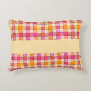 Almofada Decorativa Travesseiro de acentos cor-de-laranja-rosa e creme