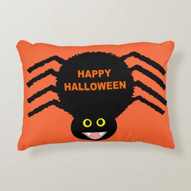 Almofada Decorativa Travesseiro de Aranha Negra Halloween (Frente)
