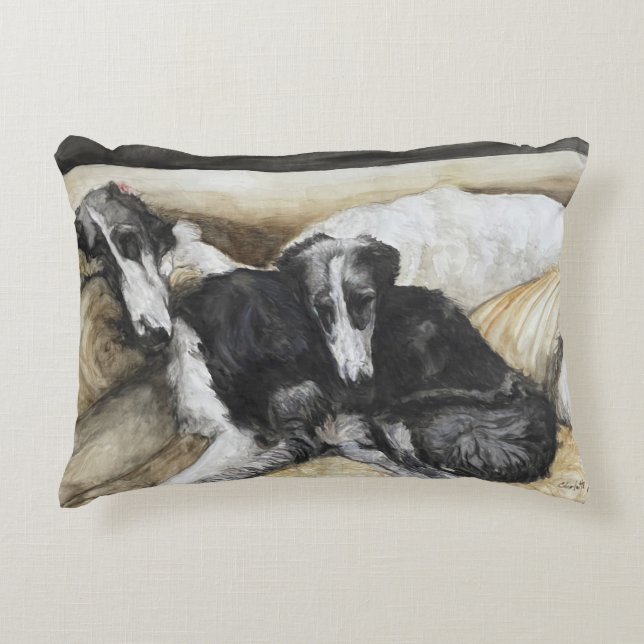 Almofada Decorativa Travesseiro de Arte do Cão Wolfhound Russo Borzoi (Frente)