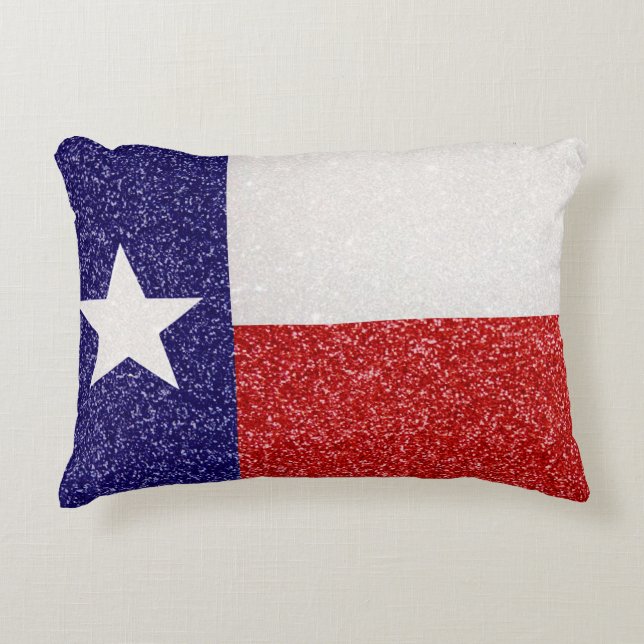 Almofada Decorativa Travesseiro de bandeira do Texas Glitter (Frente)