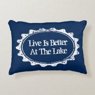 Almofada Decorativa travesseiro de casa do lago Vintage em azul marinh