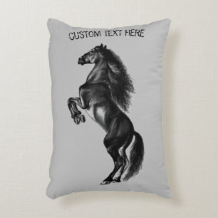 Almofada Decorativa Travesseiro de Cavalo Negro com Texto e Cor Person