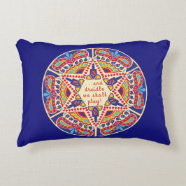 Almofada Decorativa Travesseiro de Chanukah Paisley Dreidle Design