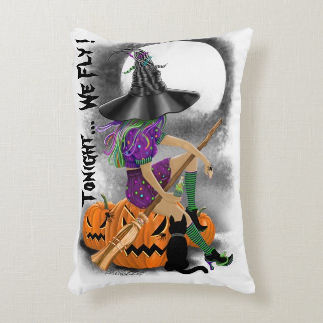 Almofada Decorativa Travesseiro de Destaque da Bruxa do Halloween (Frente(Vertical))