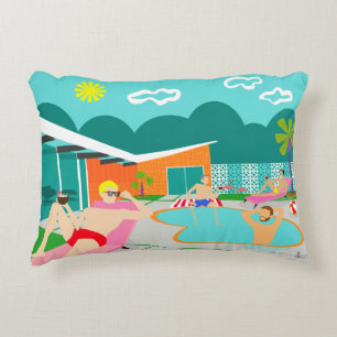 Almofada Decorativa Travesseiro de Destaque da Parte Piscina RetroGay
