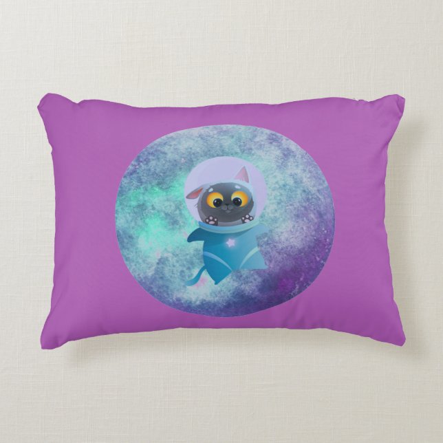 Almofada Decorativa Travesseiro de Destaque de Gato de Espaço (Frente)