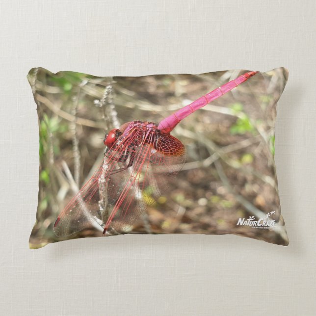 Almofada Decorativa Travesseiro de Destaque do Dragonfly Rosa NaturalC (Frente)
