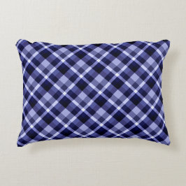 Almofada Decorativa Travesseiro de Destaque do Padrão de Xadrez Azul d