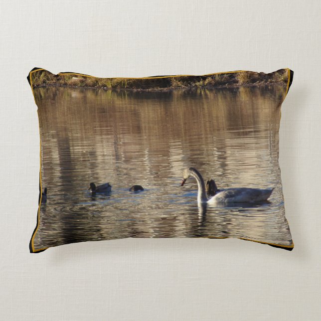 Almofada Decorativa Travesseiro de Destaque do Swan Branco n Mallard D (Frente)