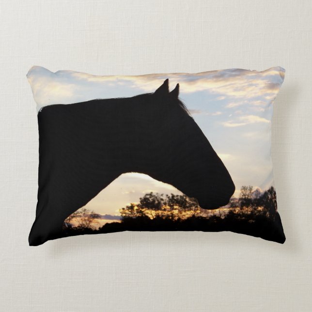 Almofada Decorativa Travesseiro de Ênfase CS de Silhueta de Cavalo 16" (Frente)