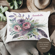 Travesseiro de Ênfase da Blisa Púrpura Floral e Pe