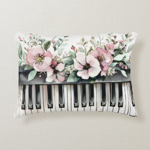 Almofada Decorativa Travesseiro de Ênfase de Chaves e Flores de Piano