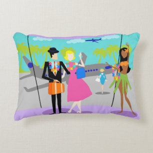 Almofada Decorativa Travesseiro de Ênfase de Férias Tropicais Retroa