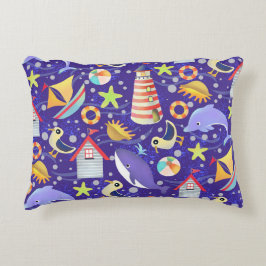 Almofada Decorativa Travesseiro de Ênfase de Marinho de praia divertid